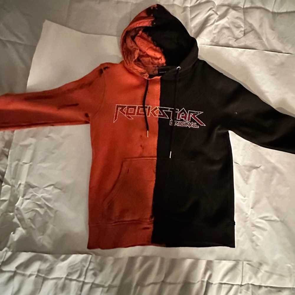 Rockstar Original Black and Orange Tye Dye Hoodie